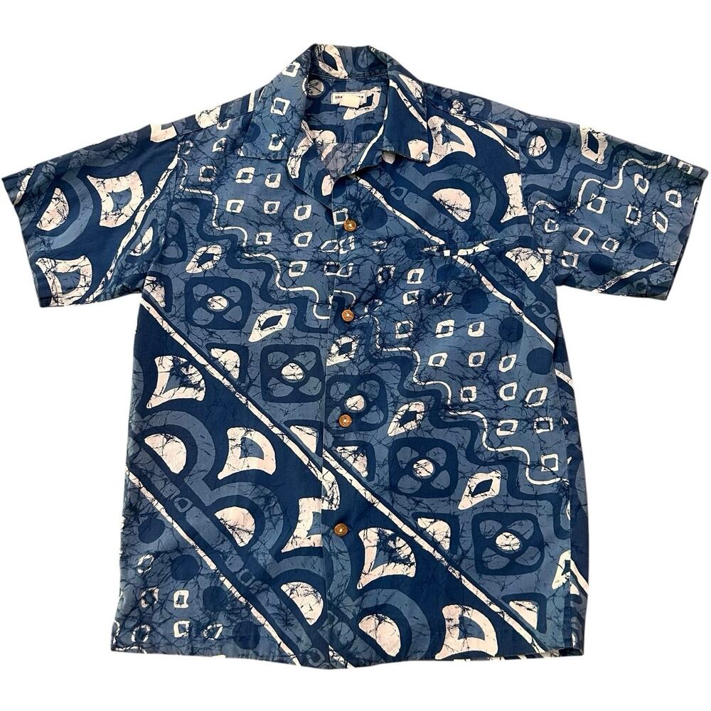 Vintage Liberty House Hawaii Blue Batik Aloha Shirt Men’s S Hawaiian Pocket 38 -